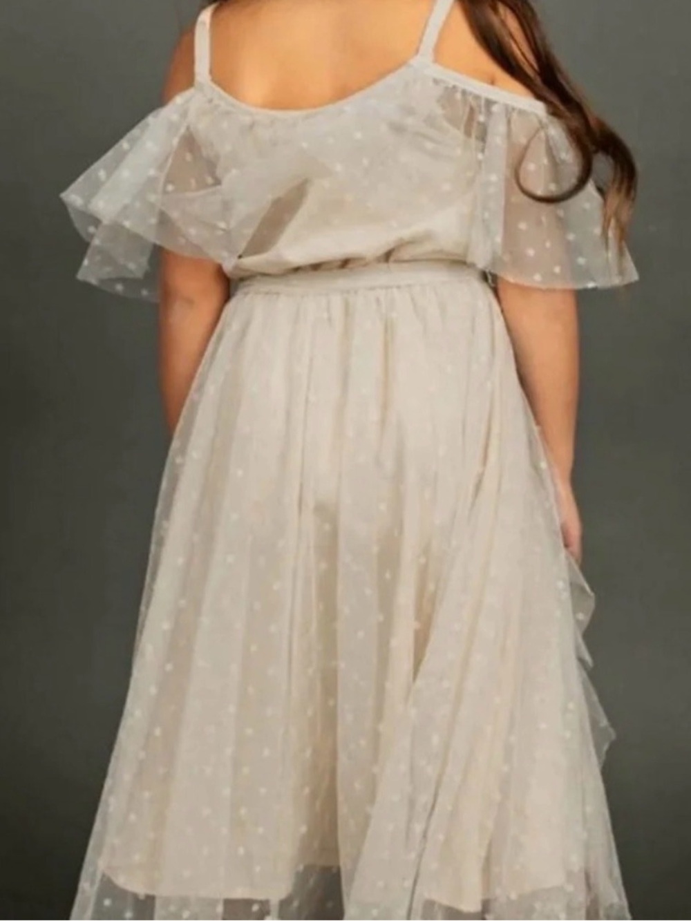 NWT Joyfolie Girls' Lauryl Cold-Shoulder Tulle Dress with Belt - size 7 - Picture 3 of 8